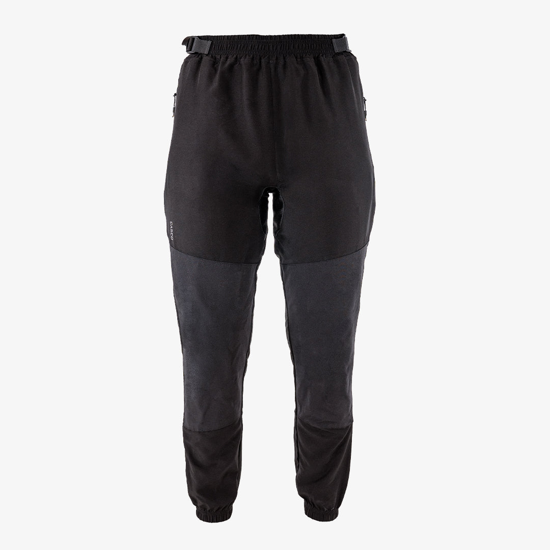 Front view of Cased MTB pants, designed with Cordura® knee panels and mesh panels for breathability, comfort, and durability.