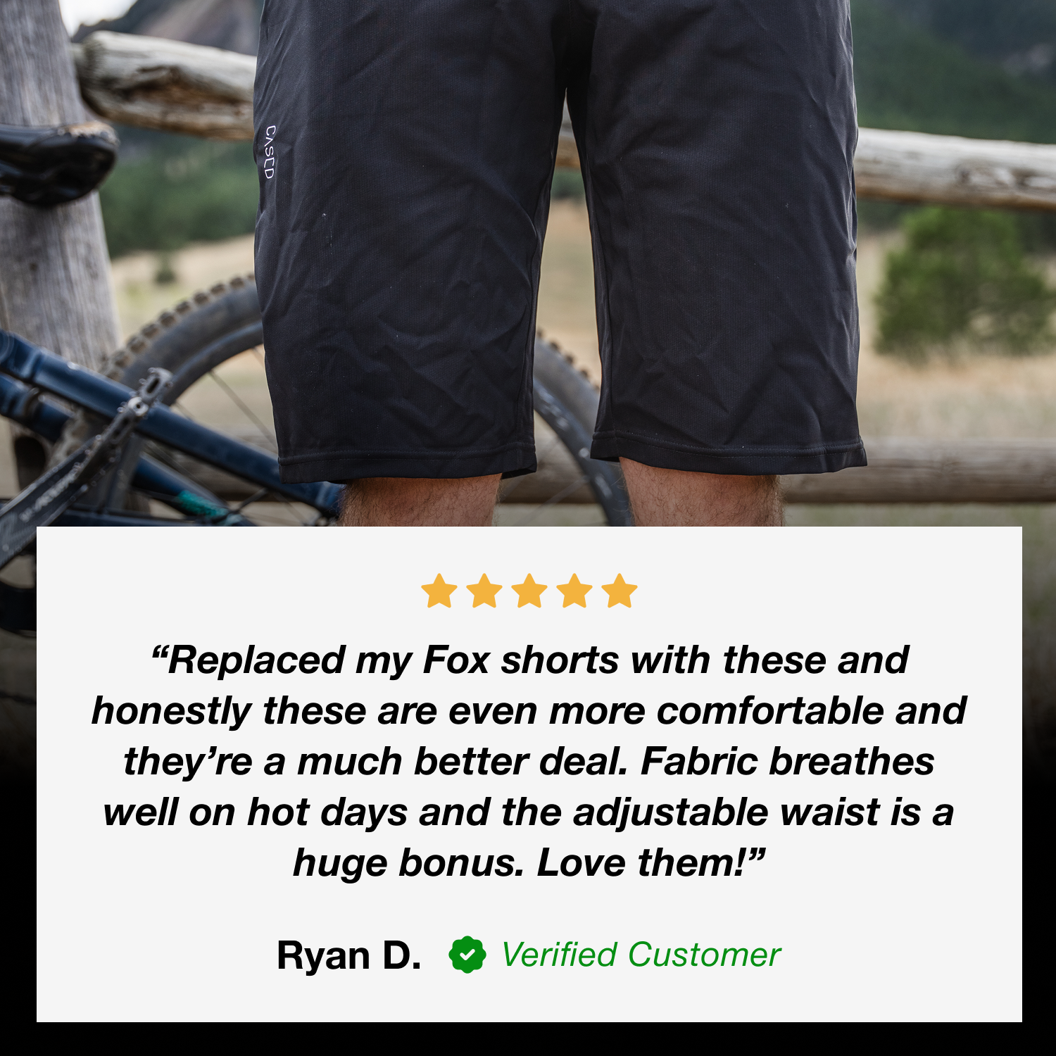 Review explains why customer replaced their MTB riding shorts with Cased for added comfort.