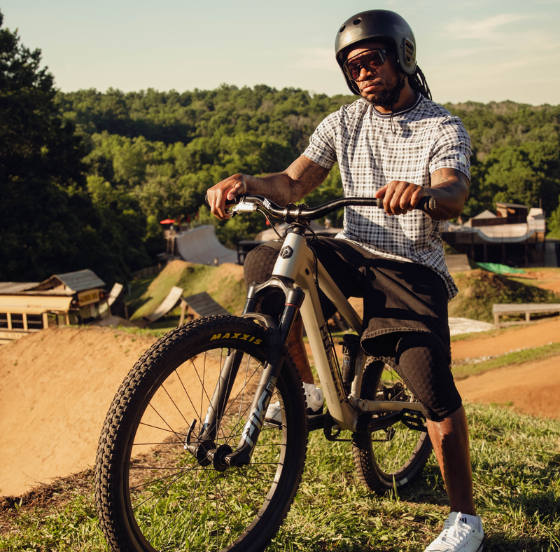 Photo of Brad Simms, professional BMX and MTB rider, sponsored by Cased protective gear.