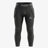 Front view of Cased's base-layer pants with CE Level 2 certified impact pads on the hips, knees and shins.