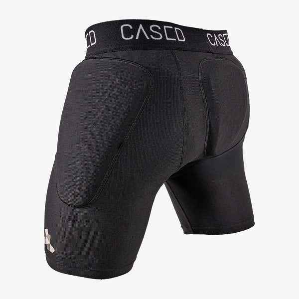 Rear view of Cased MTB inner protective shorts designed with CE Level 2 protection to help prevent injury without discomfort.