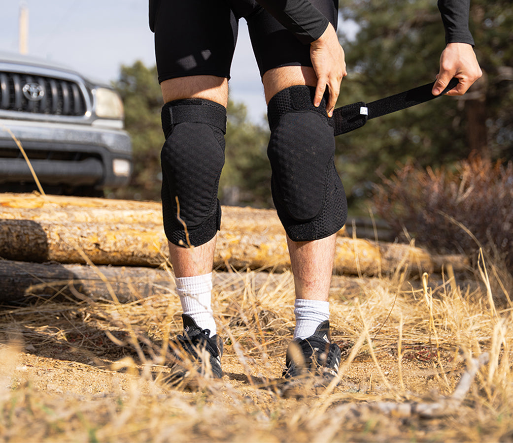 Cased knee pads for motorbike riding will keep your knees safe from impact.