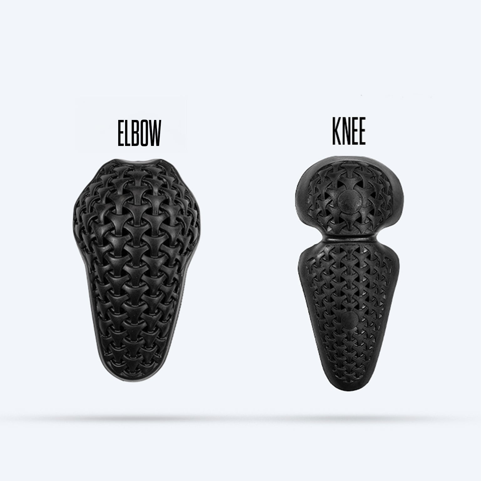 Cased Ricotest knee and elbow pads provide protection for action sports.